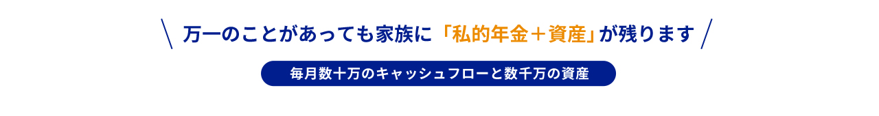 万一のことがあっても家族に 「私的年金+資産」が残ります 毎月数十万のキャッシュフローと数千万の資産
